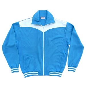 *RARE* Vintage 70's Addoin  Tennis Maya Blue Varsity Jacket Full Zip Sz Lrg